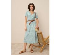 Jerseykleid TAMARIS, Damen, Gr. 40, N-Gr, salbei geblümt, Jersey, Obermaterial: 95% Viskose, 5% Elasthan, geblümt, figurumspielend ca. Mitte Wade, V-Ausschnitt, Kleider Jerseykleid, in Midilänge (3399