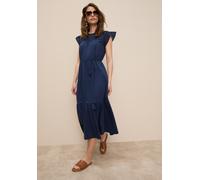 Jerseykleid TAMARIS "mit figurumspielender Passform, hohem Komfort", Damen, Gr. 40, N-Gr, blau (marine), Single Jersey, Obermaterial: 100% Baumwolle. Spitze: 100% Baumwolle, unifarben, figurumspielend
