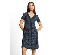 Jerseykleid TOM TAILOR, Damen, Gr. 42, N-Gr, navy small leaves design, Jersey, Obermaterial: 95% Viskose, 5% Elasthan, bedruckt, regular fit knielang, V-Ausschnitt, Kleider Jerseykleid, mit All-Over P