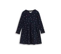 Jerseykleid TOM TAILOR, Mädchen, Gr. 104/110, N-Gr, blau (navy colorful heart), Obermaterial: 93% Baumwolle, 7% Elasthan, A-Linie, Rundhals, Kleider Jerseykleid (85160256-104) navy colorful heart