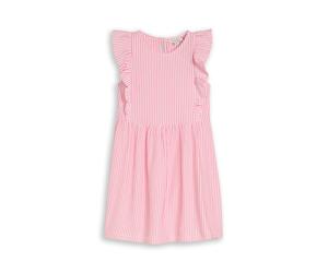 Jerseykleid TOM TAILOR, Mädchen, Gr. 128/134, N-Gr, pink (vertical pink weiß stripe), Obermaterial: 71% Baumwolle, 28% Polyester, 1% Elasthan, A-Linie, Kleider Jerseykleid (74360338-128) vertical pink