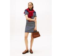 Jerseykleid TOMMY HILFIGER "CO JERSEY MID GG SHIFT S/S DRESS", Damen, Gr. XXL (44), N-Gr, weiß (placed thin weiß stp sweaters), Jersey, Obermaterial: 85% Baumwolle, 15% Polyamid, gestreift, Kleider Je