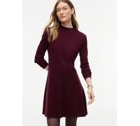 Jerseykleid TOMMY HILFIGER "CODY F&F MOCK-NK LS DRESS", Damen, Gr. 2X (50/52), N-Gr, Langarm, Jersey, rot (deep burgundy), Jersey, Obermaterial: 100% Baumwolle, unifarben, kurz, Rundhals, Kleider Jers