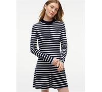 Jerseykleid TOMMY HILFIGER "CODY F&F MOCK-NK LS DRESS", Damen, Gr. M (40), N-Gr, Langarm, Jersey, blau (stripe dunkelblau, ecru), Jersey, Obermaterial: 100% Baumwolle, gestreift, kurz, Rundhals, Kleid