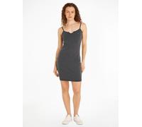 Jerseykleid TOMMY JEANS "TJW GMD STRAPPY DRESS", Damen, Gr. L (40), N-Gr, schwarz, Jersey, Obermaterial: 95% Baumwolle, 5% Elasthan, unifarben, figurbetont, Rundhals, Kleider Jerseykleid, mit Tommy Je