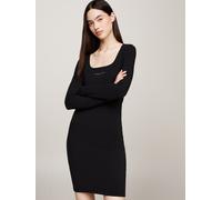 Jerseykleid TOMMY JEANS "TJW METALLIC LINEAR BODYCON", Damen, Gr. M (38), N-Gr, schwarz, Jersey, Obermaterial: 89% Baumwolle, 11% Elasthan, unifarben, figurbetont mini, eckiger Ausschnitt, abgesteppt,