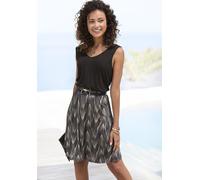 VIVANCE Jerseykleid Damen grün-schwarz bedruckt Gr.42