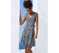 Jerseykleid VIVANCE, Damen, Gr. 44, N-Gr, lila, türkis, creme geblümt, Jersey, Obermaterial: 95% Viskose, 5% Elasthan, bedruckt, geblümt, modisch, figurumspielend knielang, V-Ausschnitt, ohne Ärmel, K