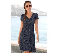 Jerseykleid VIVANCE "mit Blümchenprint und V-Ausschnitt", Damen, Gr. 40, N-Gr, bunt (schwarz, blau, geblümt), Jersey, Obermaterial: 95% Viskose, 5% Elasthan, geblümt, figurumspielend ca. Mitte Obersch