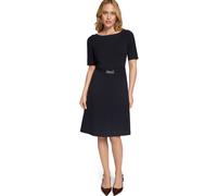 Jerseykleid ZERO "Damen mit Gürtel", Damen, Gr. 34, Normalgrößen, patch cream, dunkelblau, Crêpe, Obermaterial: 50% Polyester, 45% Polyester, 5% Elasthan, unifarben, figurbetont kurz, Kleider Jerseykl