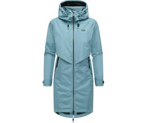 Jerseymantel RAGWEAR "Frodik", Damen, Gr. XL (42), blau (graublau), Obermaterial: 100% Polyester. Innenfutter: 100% Polyester, loose fit ca. Mitte Oberschenkel, hoch geschlossener Ausschnitt, verstell
