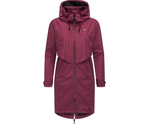 Jerseymantel RAGWEAR "Frodik", Damen, Gr. XXL (44), rot (weinrot), Obermaterial: 100% Polyester. Innenfutter: 100% Polyester, loose fit ca. Mitte Oberschenkel, hoch geschlossener Ausschnitt, verstellb