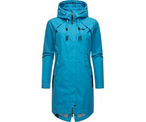 Jerseymantel RAGWEAR "Rejany", Damen, Gr. S (36), blau (hellblau), Obermaterial: 100% Polyester. Futter: 100% Polyester, loose fit knieumspielend, hoch geschlossener Ausschnitt, Ärmel ohne Ärmelschlit