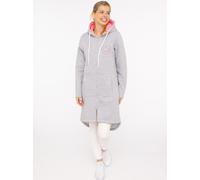 Jerseymantel ZWILLINGSHERZ ""Anker & Strandglück"", Damen, Gr. L/XL, grau (hellgrau), angeraute Sweatware, Obermaterial: 50% Baumwolle, 50% Polyester, modisch, Mäntel, mit Ankermotiv gestickt, Taschen