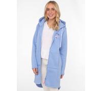 Jerseymantel ZWILLINGSHERZ "Be happy & shine", Damen, Gr. SM (S/M), blau, Obermaterial: 50% Baumwolle, 50% Polyester, comfort fit ca. Mitte Oberschenkel, V-Ausschnitt, Mäntel, mit auffälig gesticktem
