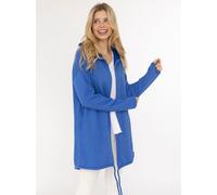 Jerseymantel ZWILLINGSHERZ "Positive Mind", Damen, Gr. L/XL, blau (royalblau), Jersey, Obermaterial: 70% Baumwolle, 30% Polyester, bestickt, unifarben, comfort fit ca. Mitte Oberschenkel, V-Ausschnitt