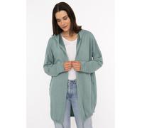 Jerseymantel ZWILLINGSHERZ "Positive Mind", Damen, Gr. L/XL, grün (salbei), Jersey, Obermaterial: 70% Baumwolle, 30% Polyester, unifarben, comfort fit hüftlang, V-Ausschnitt, Mäntel Jerseymantel, mit