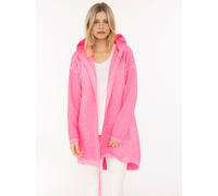 Jerseymantel ZWILLINGSHERZ "Positive Mind", Damen, Gr. S/M, pink (neonpink), Jersey, Obermaterial: 70% Baumwolle, 30% Polyester, bestickt, unifarben, comfort fit ca. Mitte Oberschenkel, V-Ausschnitt,