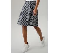 Jerseyrock ANISTON SELECTED, Damen, Gr. 46, grau (dunkelblau, grau), Jersey, Obermaterial: 60% Polyester, 30% Viskose, 10% Elasthan, gepunktet, gestreift, figurumspielend kniefrei, Röcke, mit gestreif