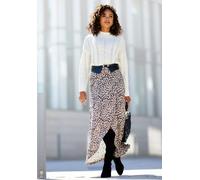 Jerseyrock BUFFALO, Damen, Gr. 34, schwarz (schwarz, taupe bedruckt), Jersey, Obermaterial: 100% Viskose, bedruckt, figurumspielend knöchellang, Röcke, mit Alloverprint, sommerlicher Maxirock in Wicke