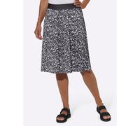 Jerseyrock CLASSIC BASICS, Damen, Gr. 36, schwarz-weiß (schwarz, schwarz, weiß, bedruckt), 50% Baumwolle, 50% Modal, geblümt, gemustert, unifarben, knielang, Röcke (79178910-36) schwarz, schwarz, weiß