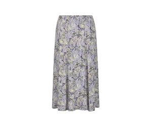 Jerseyrock GOLDNER "Druckrock mit Paisley-Muster", Damen, Gr. 48, lila (flieder, grün, gemustert), Obermaterial: 95% Viskose CV. 5% Elasthan EL., figurumspielend, Röcke, stretchbequemer Viskosejersey 