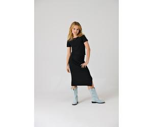 Jerseyrock KIDS ONLY "KOGNELLA LONG SIDE SLIT SKIRT JRS NOOS", Mädchen, Gr. 158, schwarz, Jersey, Obermaterial: 60% Polyester, 35% Viskose, 5% Elasthan, unifarben, regular fit knöchellang, Röcke (9495