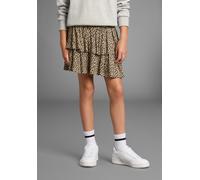 Jerseyrock KIDSWORLD "Viskose-Rock mit Leo-Allover", Mädchen, Gr. 92/98, beige (gemustert leooptik), Jersey, Obermaterial: 95% Viskose, 5% Elasthan, figurumspielend kurz, Röcke, Trendiger Rock im Leop