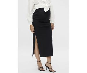 Jerseyrock MAMALICIOUS "MLEMMA", Damen, Gr. XS (34), schwarz, Jersey, Obermaterial: 95% Baumwolle, 5% Elasthan, unifarben, wadenlang, Röcke, mit Seitenschlitzen (33660921-XS) schwarz