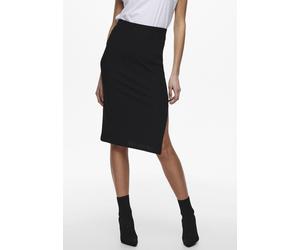 Jerseyrock ONLY "ONLEMMA - Bleistiftrock mit Stretch und Seitenschlitz", Damen, Gr. XL (42), schwarz, Jersey, Obermaterial: 65% Polyester, 30% Viskose, 5% Elasthan, unifarben, knielang, Röcke, regular
