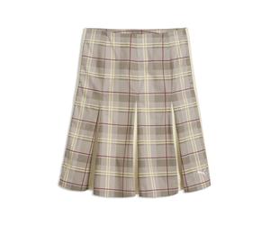 Jerseyrock PUMA "T7 Pleated Tartan-Midirock Damen", Damen, Gr. L, beige (mouse gray beige), Obermaterial: 100% Baumwolle. Einsatz: 100% Baumwolle. Seitentasche - Oben: 80% Polyester, 20% Baumwolle, Rö
