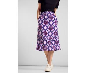 Jerseyrock STREET ONE, Damen, Gr. 38, lila (bellflower lila), Jersey, 88% Viskose, 12% Polyamid, bedruckt, gerade knielang, Röcke, mit Grafikmuster (75887328-38) bellflower lila