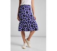 Jerseyrock STREET ONE, Damen, Gr. 42, blau (violet blau), Jersey, 88% Viskose, 12% Polyamid, bedruckt, gerade knielang, Röcke, mit Grafikmuster (18810850-42) violet blau