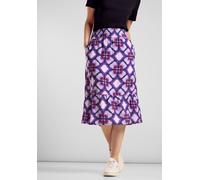 Jerseyrock STREET ONE, Damen, Gr. 44, lila (bellflower lila), Jersey, 88% Viskose, 12% Polyamid, bedruckt, gerade knielang, Röcke, mit Grafikmuster (75887328-44) bellflower lila