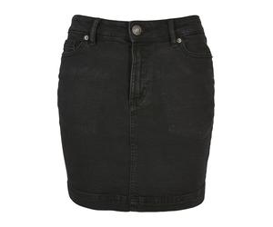 Jerseyrock URBAN CLASSICS "Urban Classics Damen Ladies Organic Stretch Denim Mini Skirt", Damen, Gr. 33, schwarz (schwarz washed), 50% Baumwolle (Bio), 48% Baumwolle, 2% Elasthan, unifarben, slim fit,