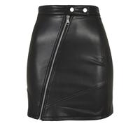 Jerseyrock URBAN CLASSICS "Urban Classics Damen Ladies Synthetic Leather Biker Skirt", Damen, Gr. L, schwarz, 93% Polyester, 7% Elasthan, unifarben, slim fit, Röcke (96489923-L) schwarz