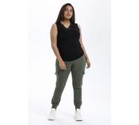 KAFFE CURVE KClima Jersey Top Jerseytop Damen Große Größen Ärmellose Spitze top Black Deep S