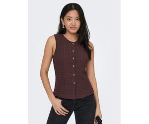 Jerseyweste ONLY "ONLILSE S/L STRUCTURE VEST JRS NOOS", Herren, Gr. L, deep mahogany, Jersey, Obermaterial: 100% Polyester, unifarben, normal, Rundhals, Westen, Kunstfaser, Rundhalsausschnitt (1529206