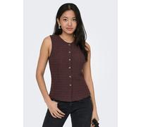 Jerseyweste ONLY "ONLILSE S/L STRUCTURE VEST JRS NOOS", Herren, Gr. XL, deep mahogany, Jersey, Obermaterial: 100% Polyester, unifarben, normal, Rundhals, Westen, Kunstfaser, Rundhalsausschnitt (152920