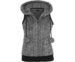 Jerseyweste URBAN CLASSICS "Urban Classics Damen Ladies Melange Teddy Vest", Herren, Gr. S, schwarz, weiß, 100% Polyester, Westen (96809231-S) schwarz, weiß