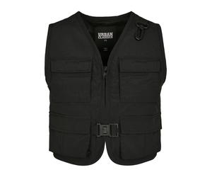Jerseyweste URBAN CLASSICS "Urban Classics Damen Ladies Short Tactical Vest", Herren, Gr. S, schwarz, 100% Polyamid, Westen (38914620-S) schwarz
