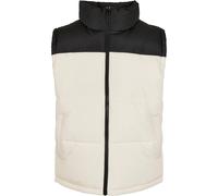 Jerseyweste URBAN CLASSICS "Urban Classics Herren Block Puffer Vest", Herren, Gr. S, schwarz, sandweiß, 100% Polyester, Rundhals, Westen (59921522-S) schwarz, sandweiß