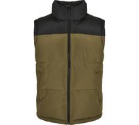 Jerseyweste URBAN CLASSICS "Urban Classics Herren Block Puffer Vest", Herren, Gr. XL, grün (schwarz, tiniolive), 100% Polyester, Rundhals, Westen (32509003-XL) schwarz, tiniolive