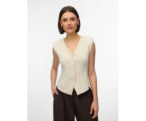 Jerseyweste VERO MODA "VMSCARLET SL FITTED TOP JRS EXP", Herren, Gr. S, birch, Jersey, Obermaterial: 80% Polyester, 15% Viskose, 5% Elasthan, unifarben, regular fit normal, V-Ausschnitt, Westen, Mater