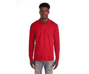 Jerzees Herren Langärmeliges Poloshirt, fleckenabweisend, Größen S-2X Polohemd, True Red, L