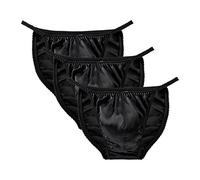 JEShifangjiusu Herrenslip Mit GroßEr Tasche Konvex DüNn Geschnittene Unterhosen Mit Niedriger Taille Seidenunterhose Sexy (Schwarz 3PC,XXL)