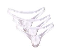 JEShifangjiusu MäNner Hohle Bulge Tanga UnterwäSche Sexy Slips Mit Niedriger Taille Elastische Fluoreszierende Unterhosen (Weiß 3PC,L)