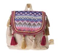 Jesscasday Rucksack im Ethno Stil mit Quasten, doppelter Riemen, Umhängetasche, große Kapazität, Büchertaschen für Studentinnen, vielseitiger Rucksack für Damen