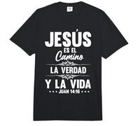 Jesus Es EL Camino La Verdad Y La Vida Juan 14:16 Damen Herren Comfort Colors Adult Heavyweight T-Shirt