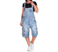 Jet Lag Damen Latzhose Overall Cargo Shorts mit Brusttasche TO3 denim bleached XL